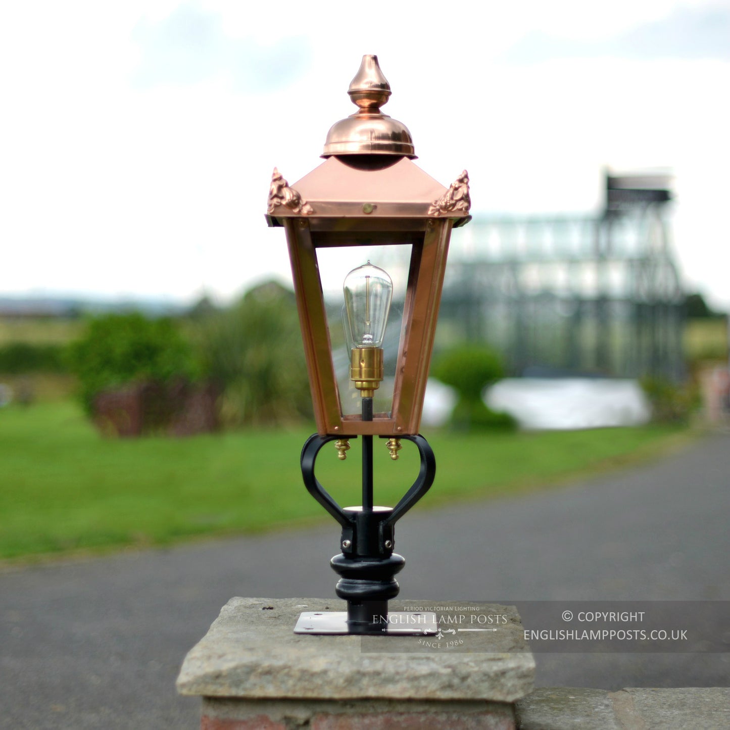 Copper Victorian Pillar Light and Lantern Set 71cm