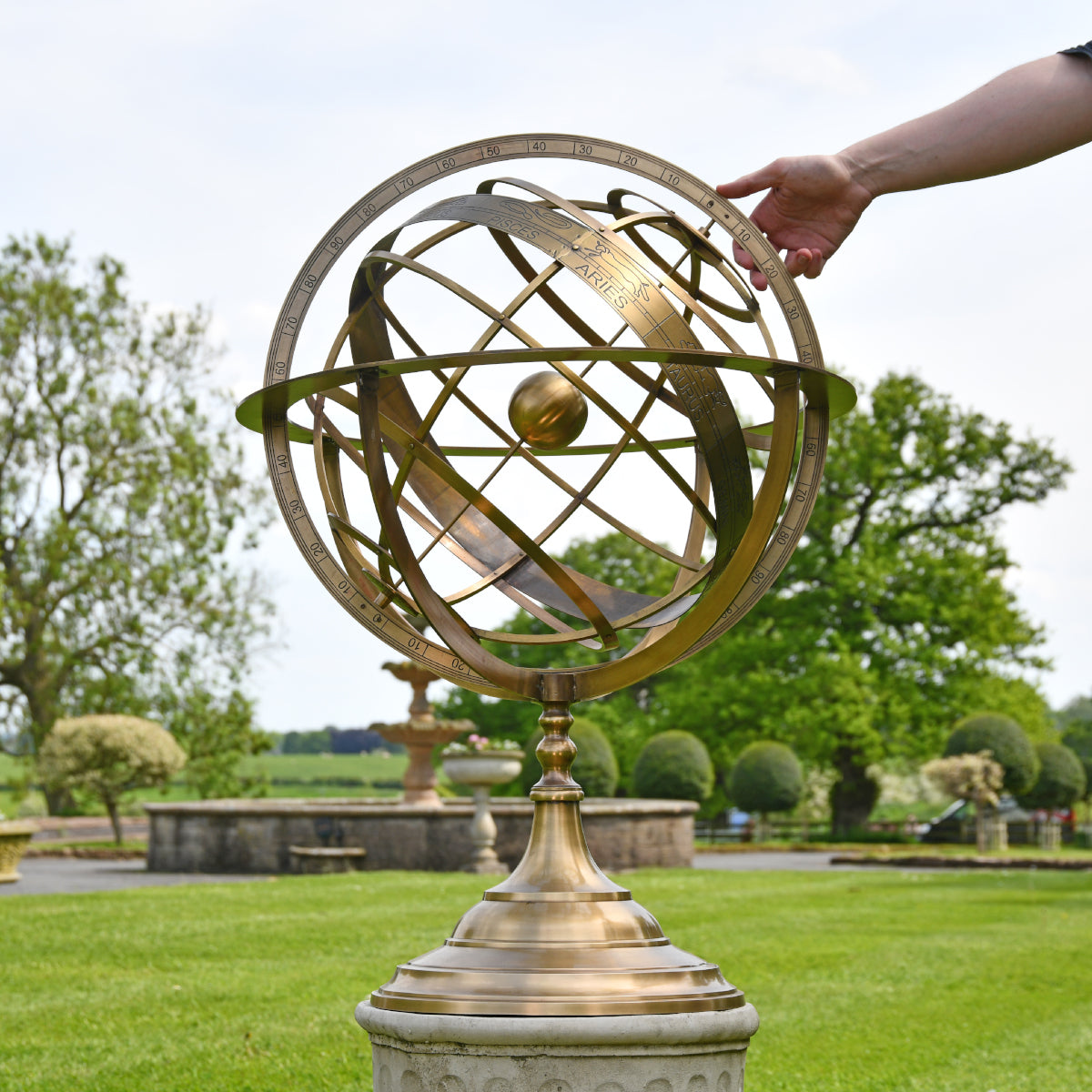 Life size scale of the brass armillary 