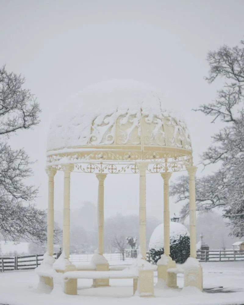 'Purley' Cream Gazebo in the snow
