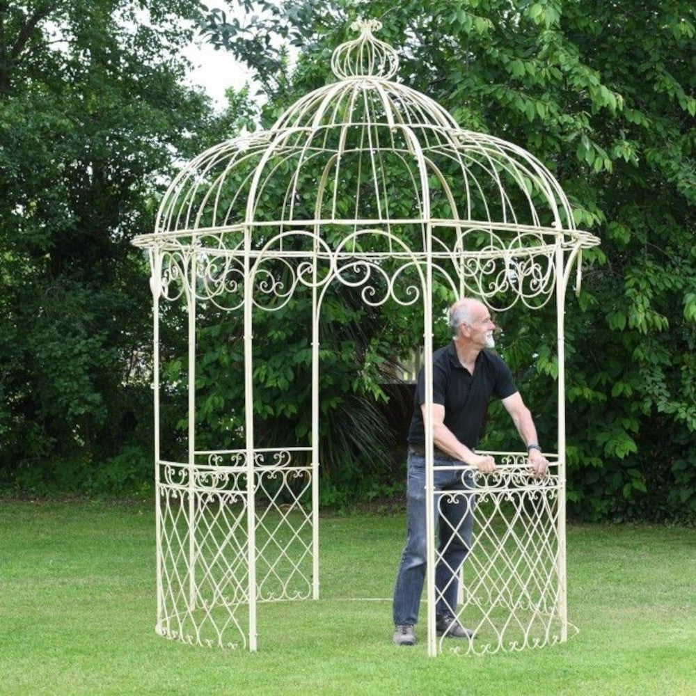 Life size scale of 'Whaddon' Scrolled Gazebo In Cream 