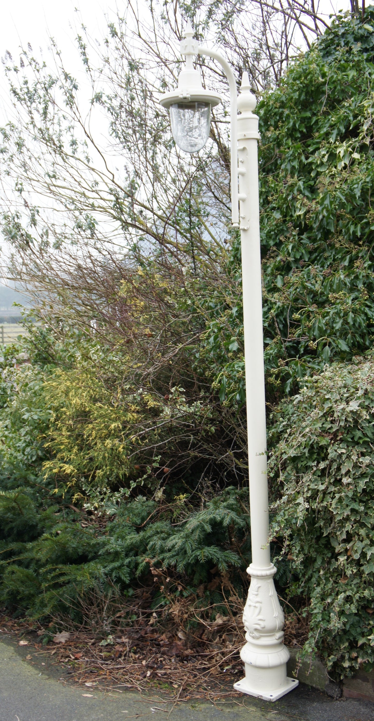 St Florent Swan Neck Lamp Post on a driveway 