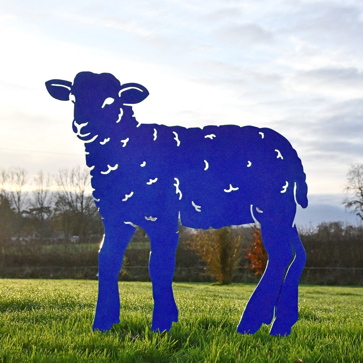 Curly Lamb Garden Sheet Steel Silhouette In Blue
