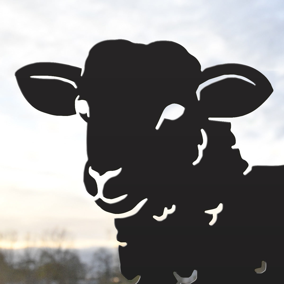 Curly Lamb Garden Sheet Steel Silhouette In Black Close Up