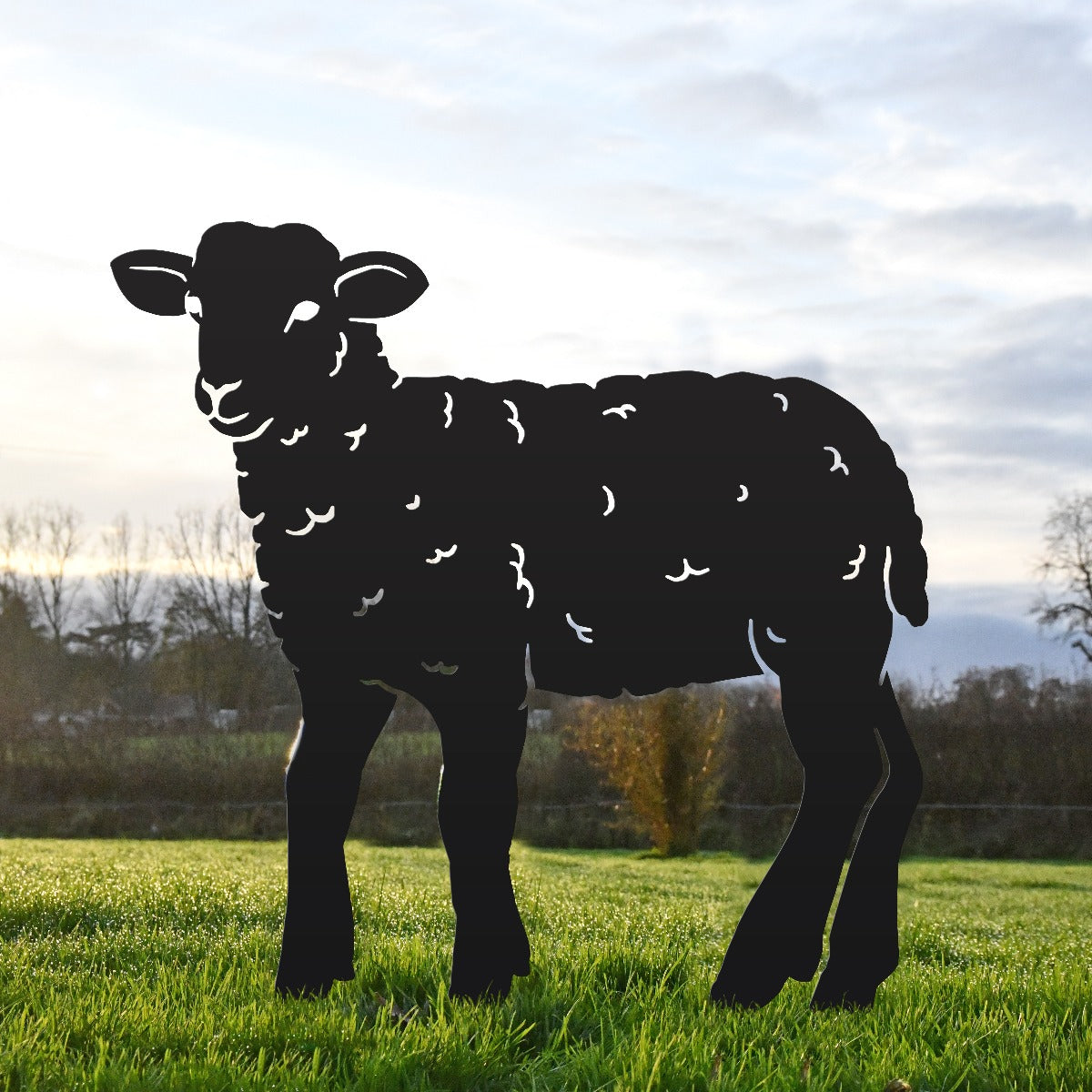 Curly Lamb Garden Sheet Steel Silhouette In Black