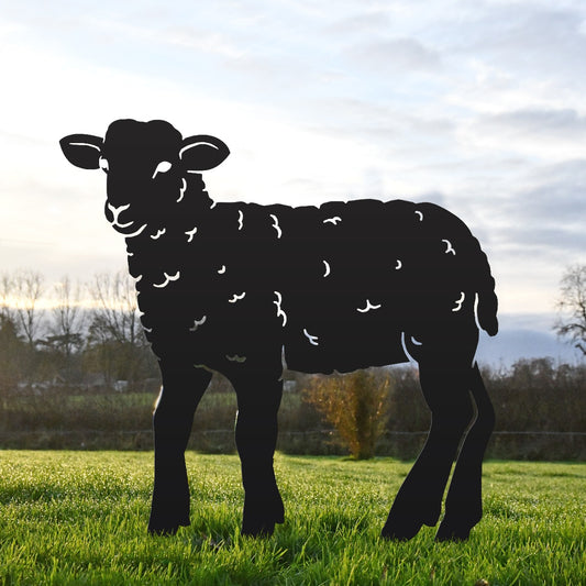 Curly Lamb Garden Sheet Steel Silhouette In Black