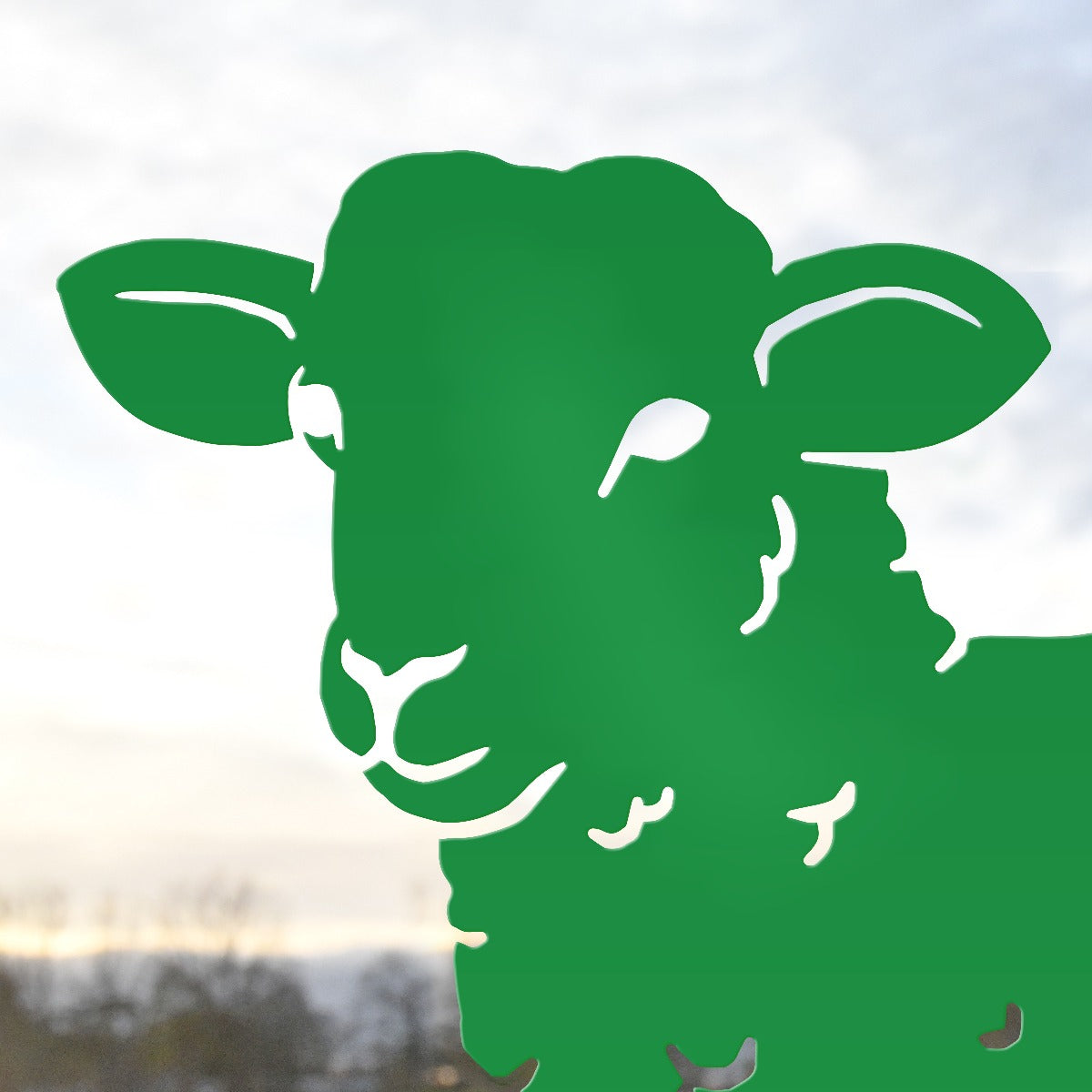 Curly Lamb Garden Sheet Steel Silhouette In Green Close Up