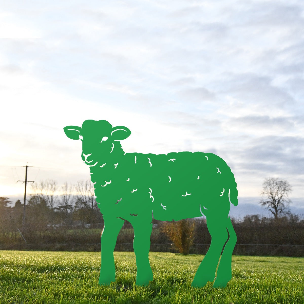 Curly Lamb Garden Sheet Steel Silhouette In Green