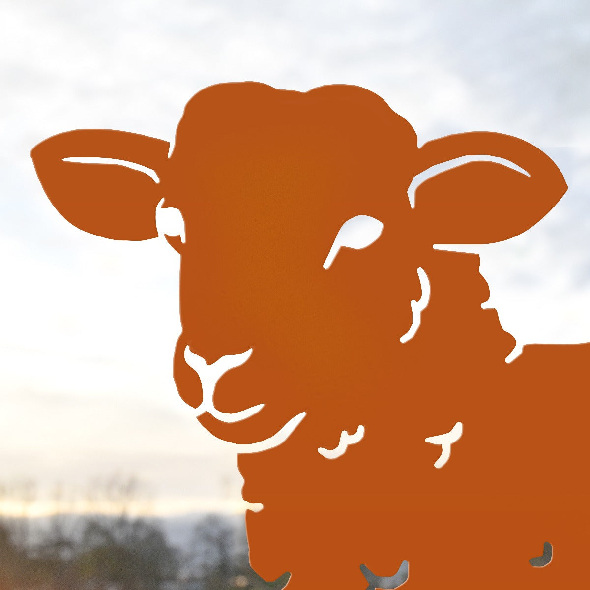 Curly Lamb Garden Sheet Steel Silhouette In Orange Close Up