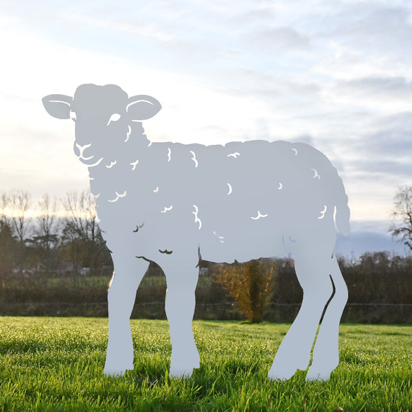 Curly Lamb Garden Sheet Steel Silhouette In Silver