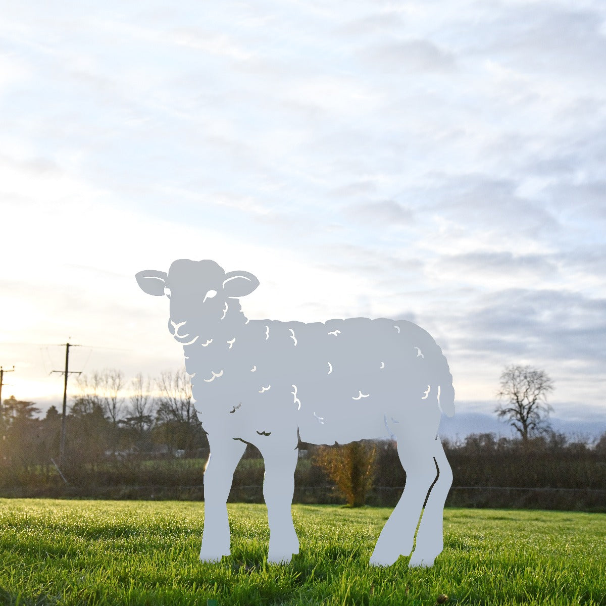 Curly Lamb Garden Sheet Steel Silhouette In Silver