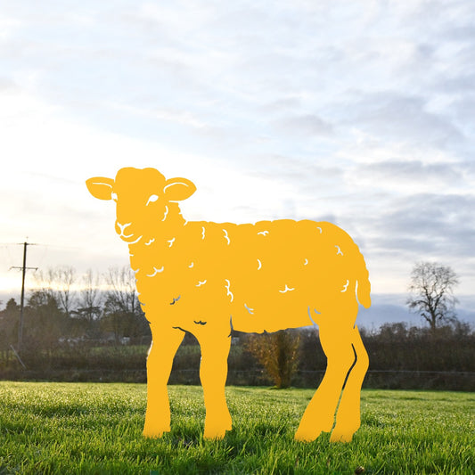 Curly Lamb Garden Sheet Steel Silhouette In Yellow
