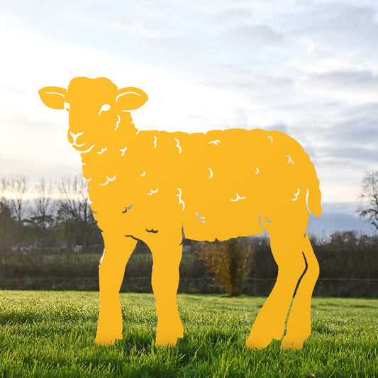 Curly Lamb Garden Sheet Steel Silhouette In Yellow
