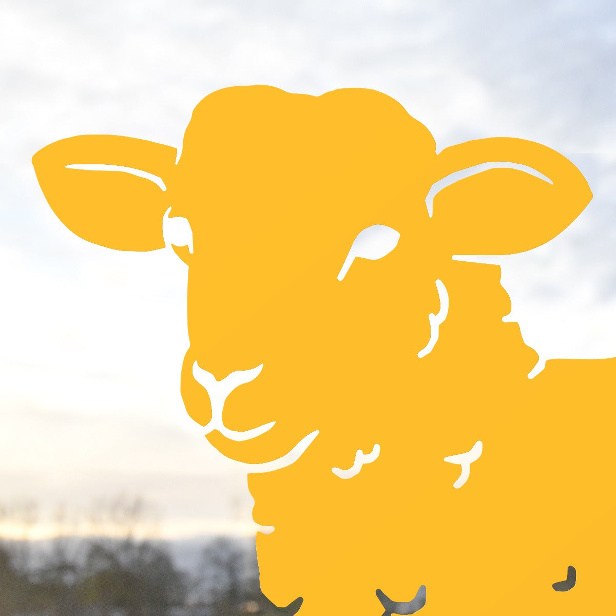 Curly Lamb Garden Sheet Steel Silhouette In Yellow