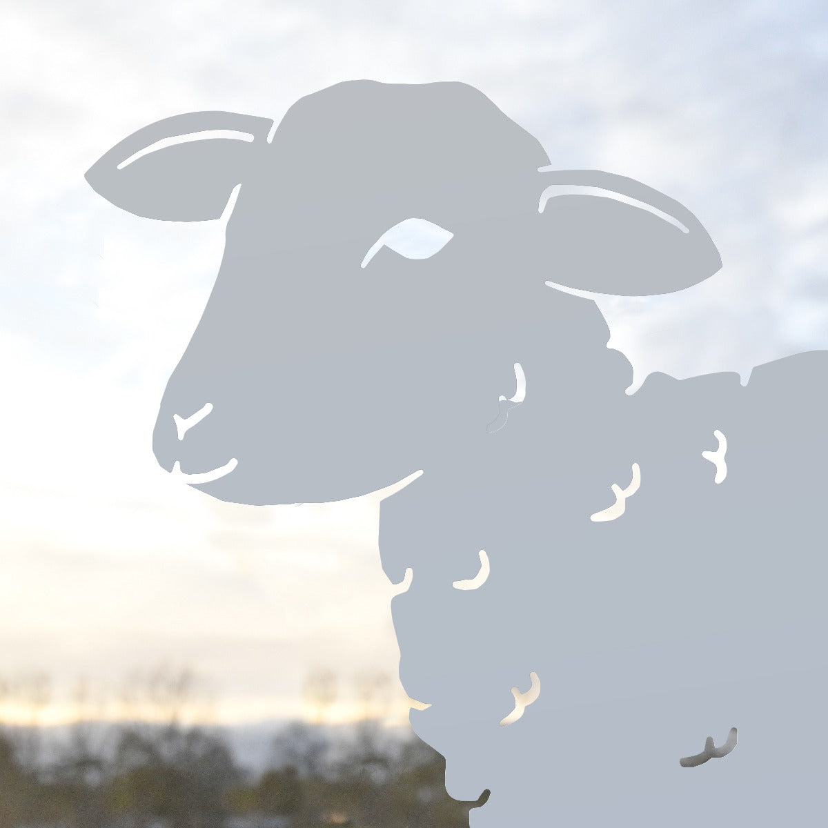 Young Curly Lamb Garden Sheet Steel Silhouette In Silver