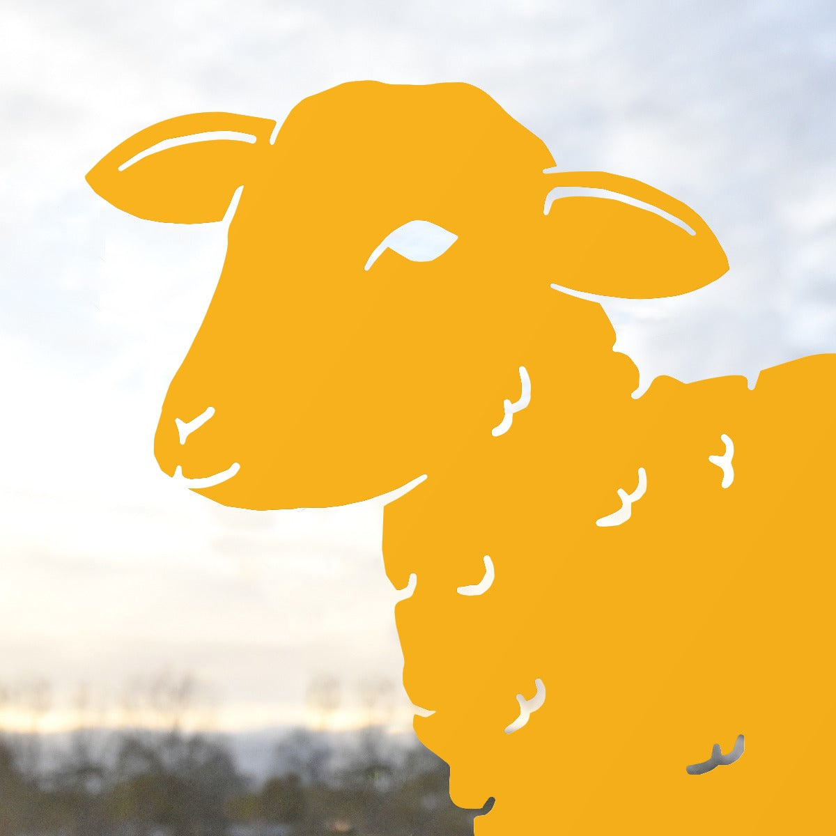 Young Curly Lamb Garden Sheet Steel Silhouette In Yellow