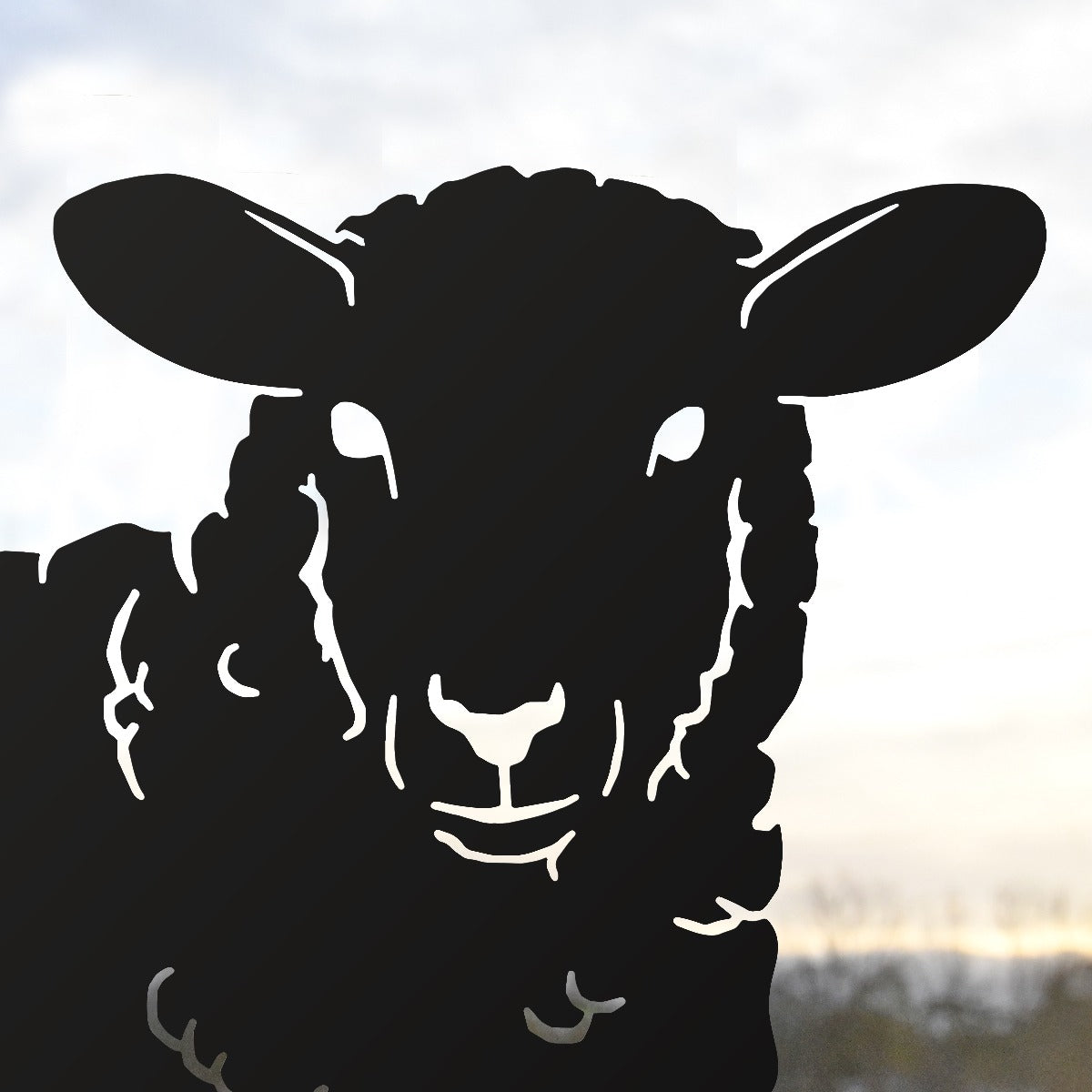 Curly Sheep Garden Sheet Steel Silhouette In Black Close Up
