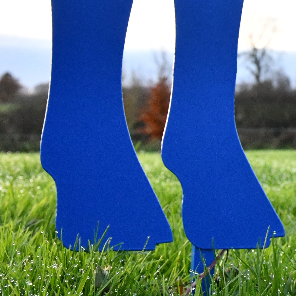Curly Sheep Garden Sheet Steel Silhouette In Blue Close Up 