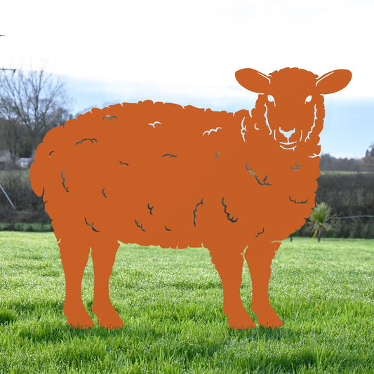 Curly Sheep Garden Sheet Steel Silhouette In Orange