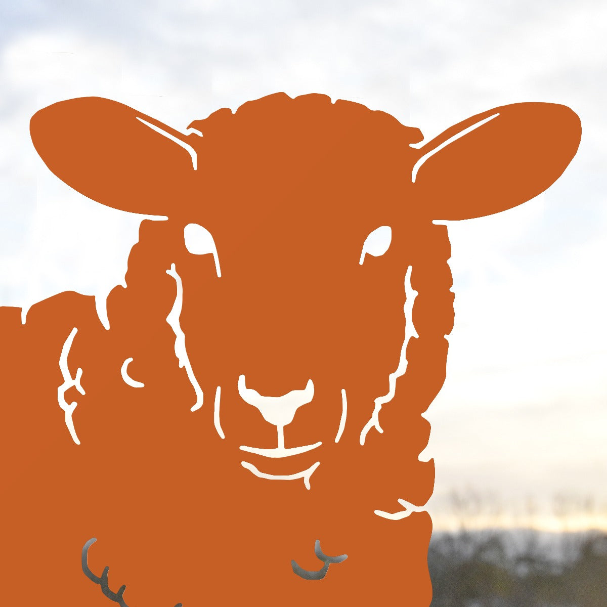 Curly Sheep Garden Sheet Steel Silhouette In Orange Close Up