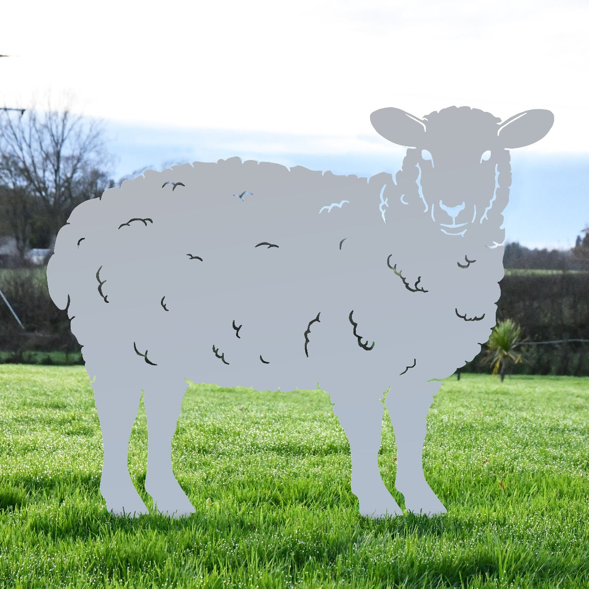 Curly Sheep Garden Sheet Steel Silhouette In Silver
