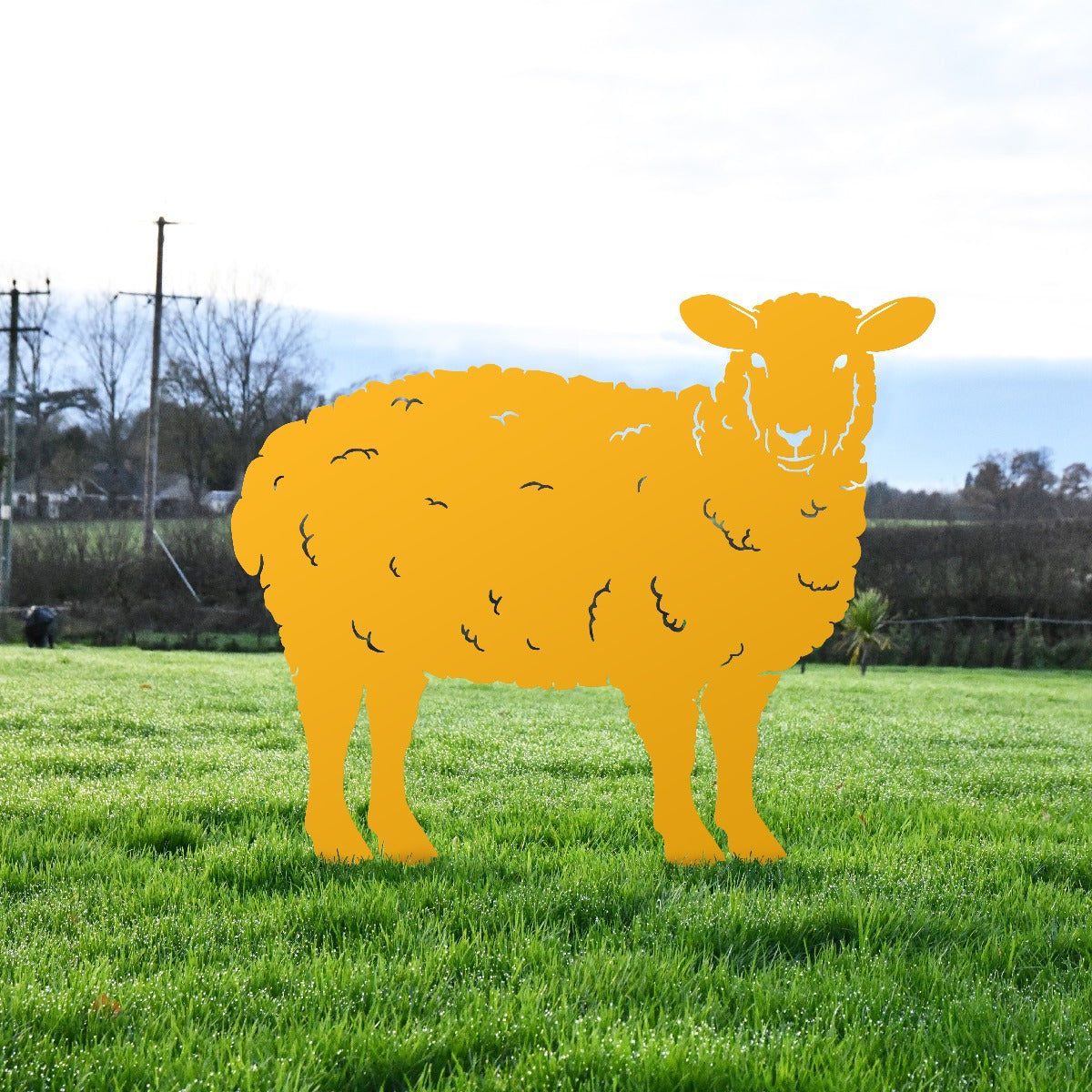 Curly Sheep Garden Sheet Steel Silhouette In Yellow