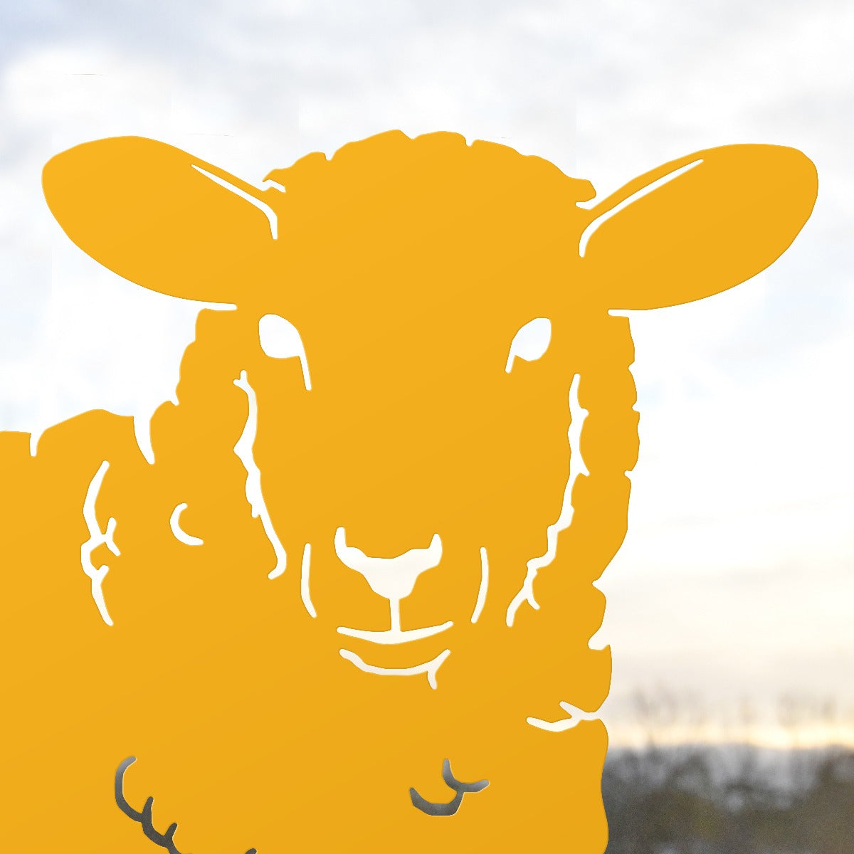 Curly Sheep Garden Sheet Steel Silhouette In Yellow