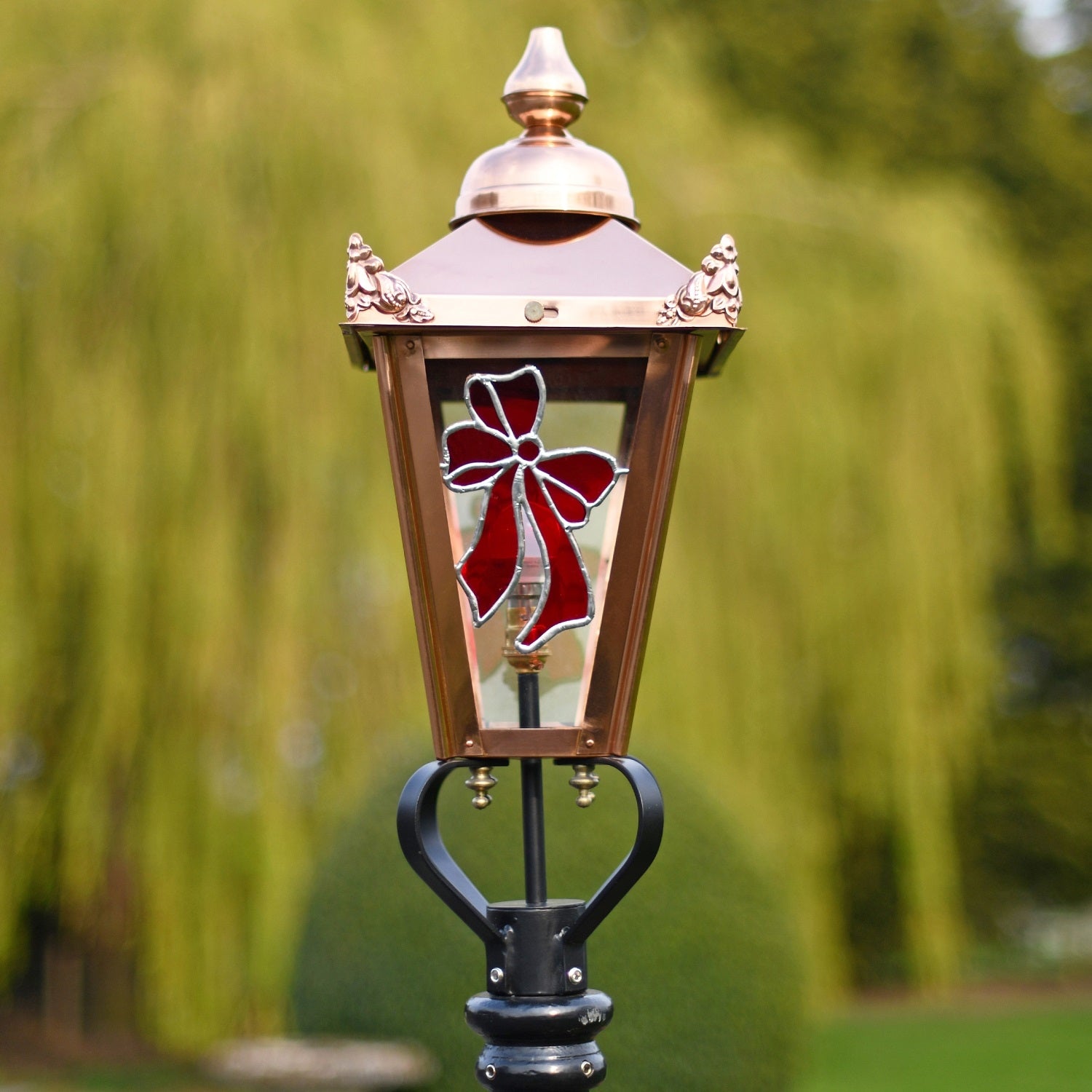 Custom Stained Glass Fitted In Copper Victorian Lantern