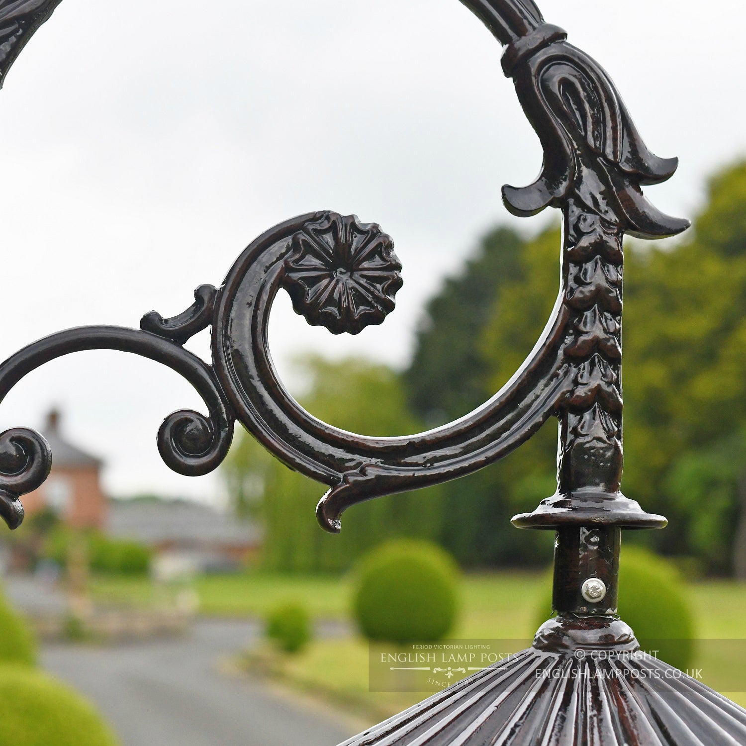 Dark Brown Scroll Work Lamp Post Bracket