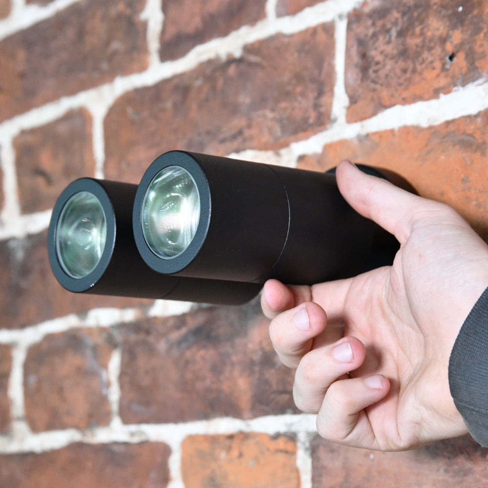 Life size scale of the dual cylinder wall light