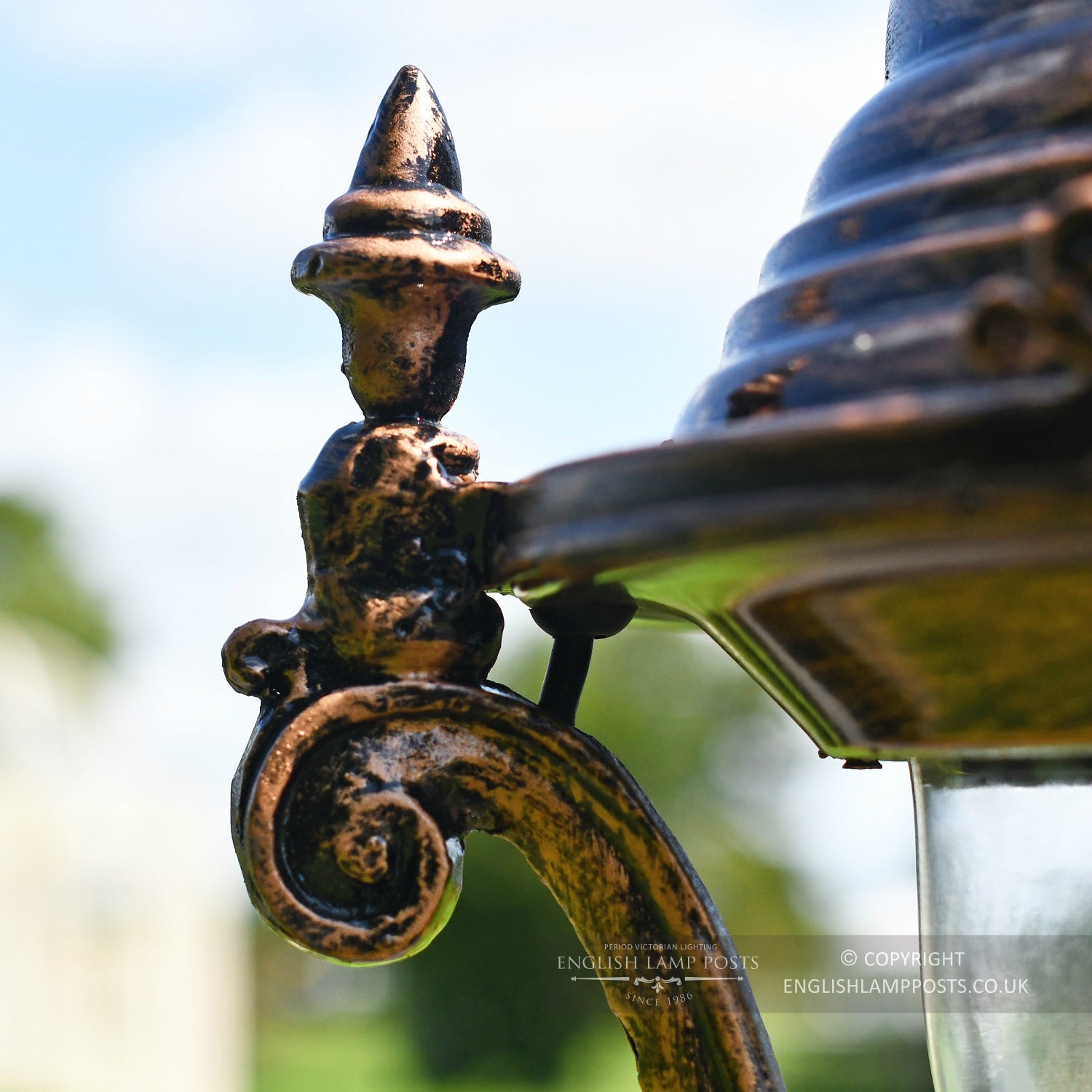 Decorative Finial On Antique Copper Lantern Head