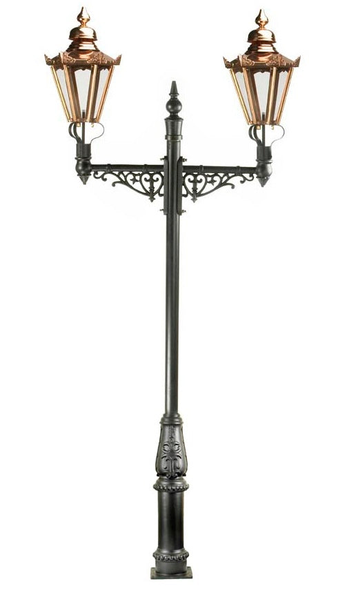 Deluxe Double Head Copper Hexagonal Lamp Post