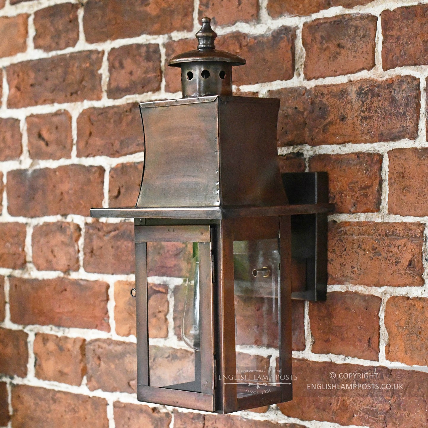 Distressed Copper Contemporary Flush Wall Lantern