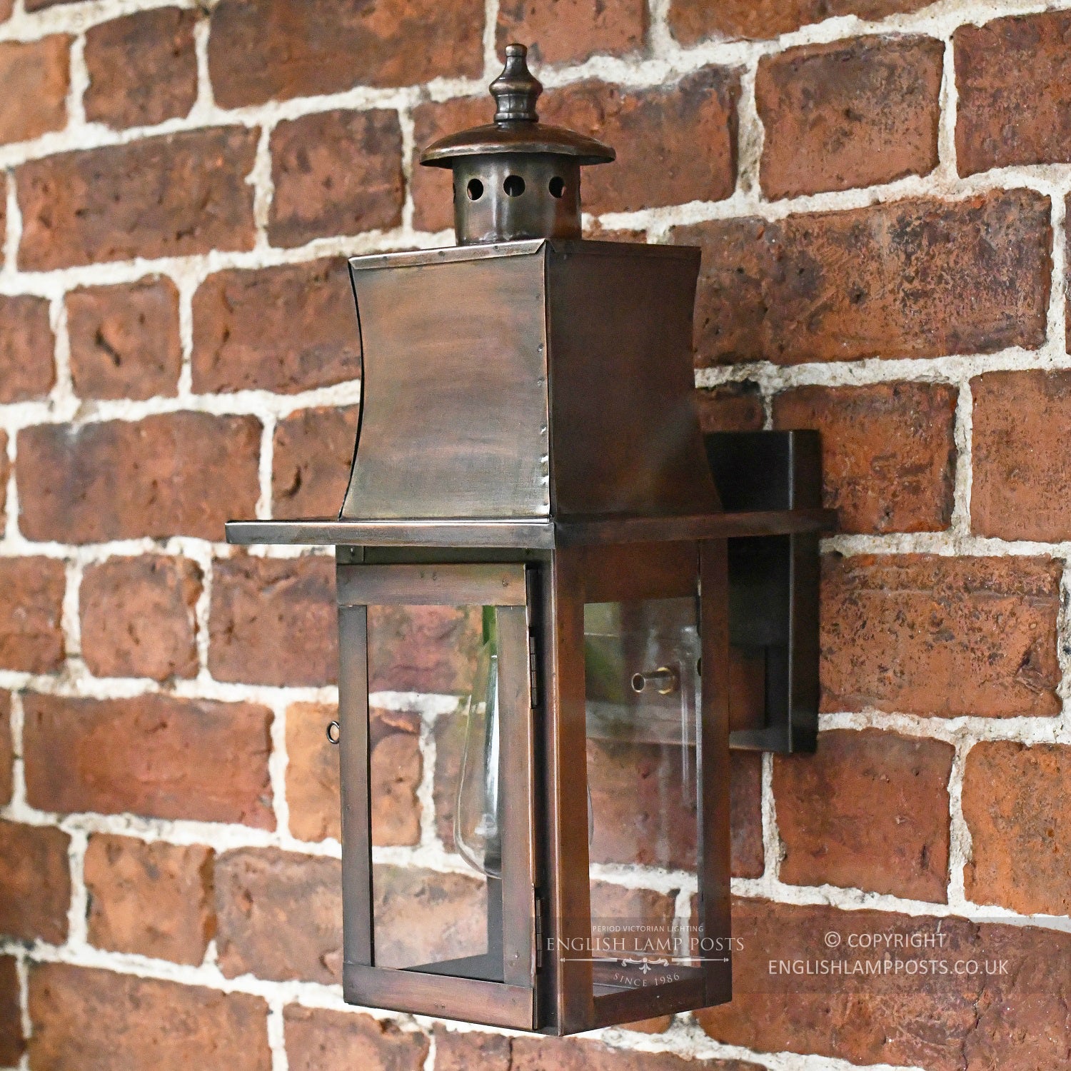 Distressed Copper Contemporary Flush Wall Lantern
