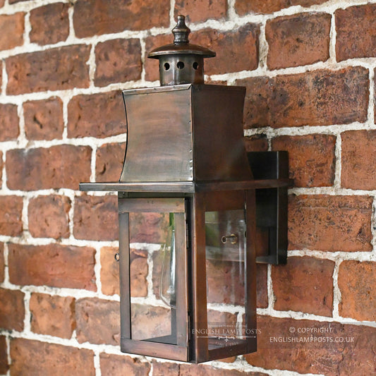 Distressed Copper Contemporary Flush Wall Lantern