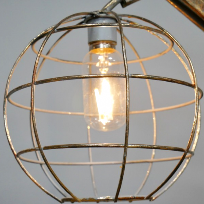 Distressed Hanging Cage Design Table Lamp Close Up