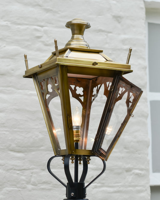 Door open on the 61cm Antique Brass Gothic Lantern