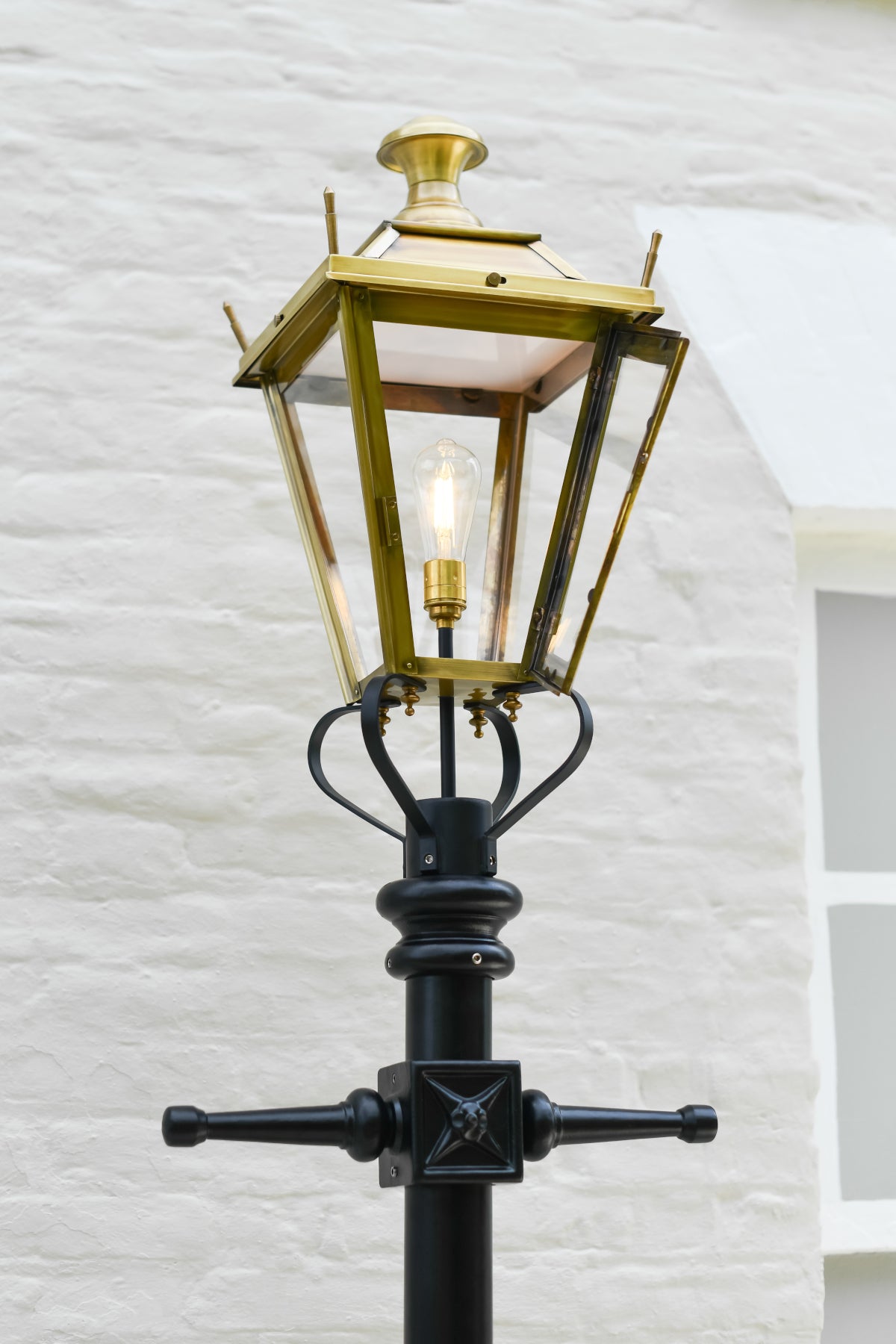 Door open on the 'Dorchester' Antique Brass Traditional Lamp Post