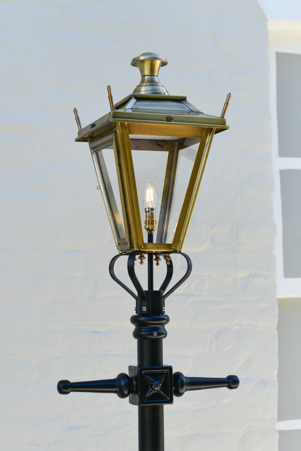 Dorchester Antique Brass Traditional Lamp Post at 7 foot 4 inch