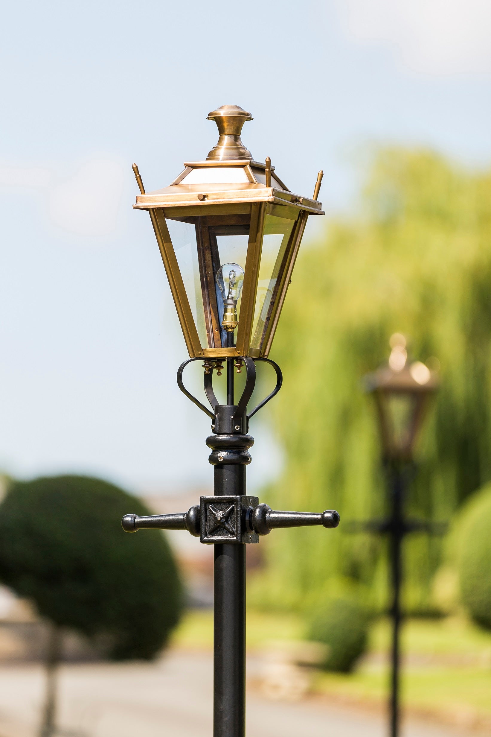 Dorchester Antique Brass Traditional Lamp Post at 7 foot 4 inch