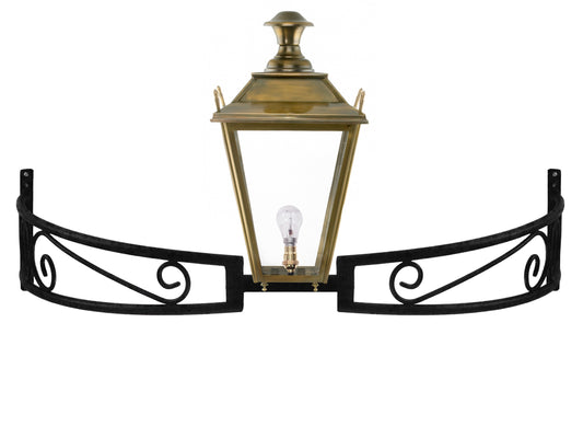 Antique Brass Dorchester Lantern on Bow Bracket