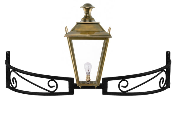 Antique Brass Dorchester Lantern on Bow Bracket