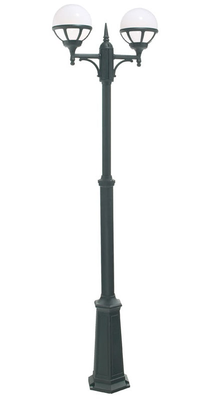 Contemporary Double Head Opal Globe Garden Lamp Post