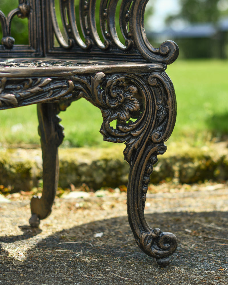 Close up of the floral inspired bench feet