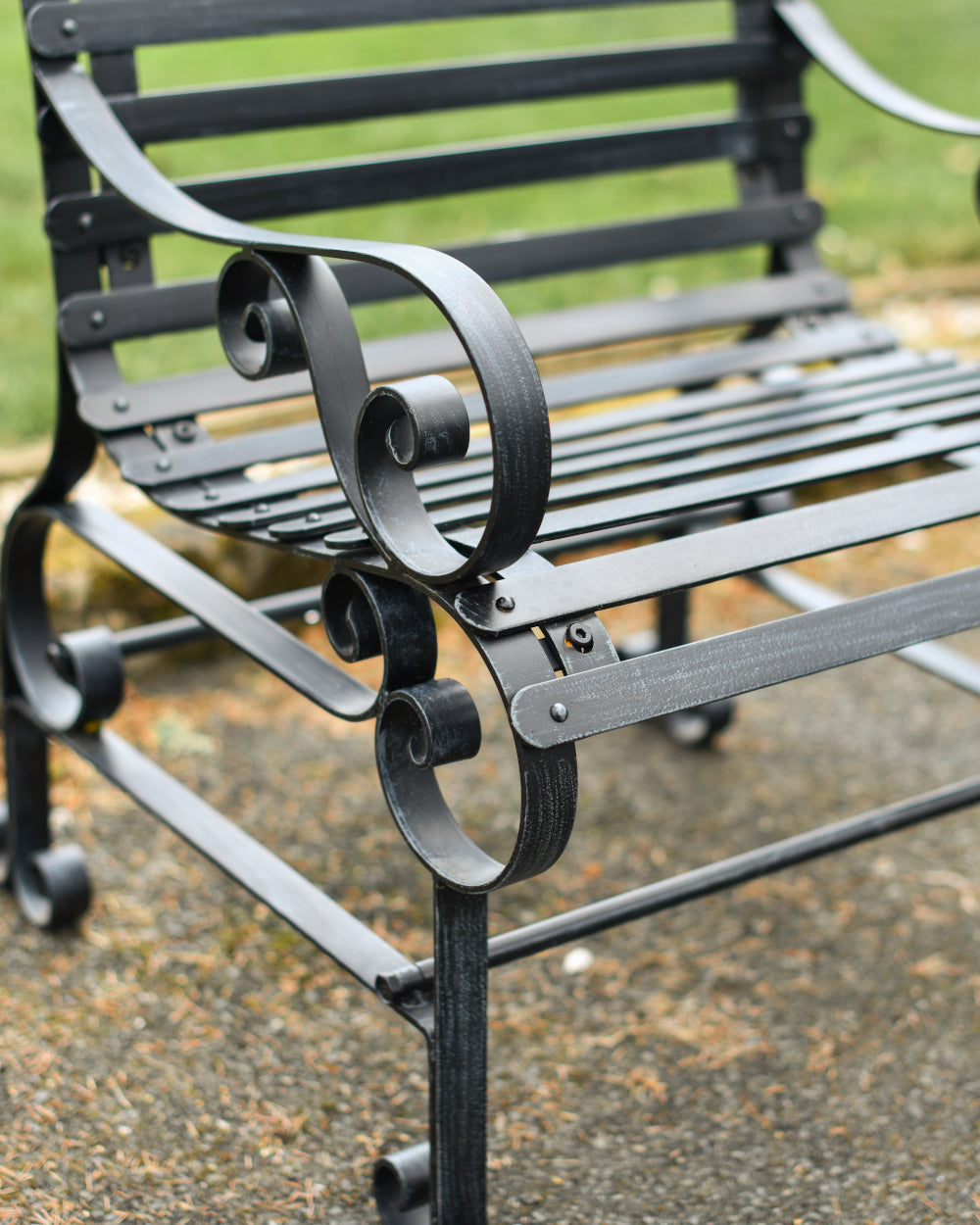 Scrolled outdoor chair arm rest 