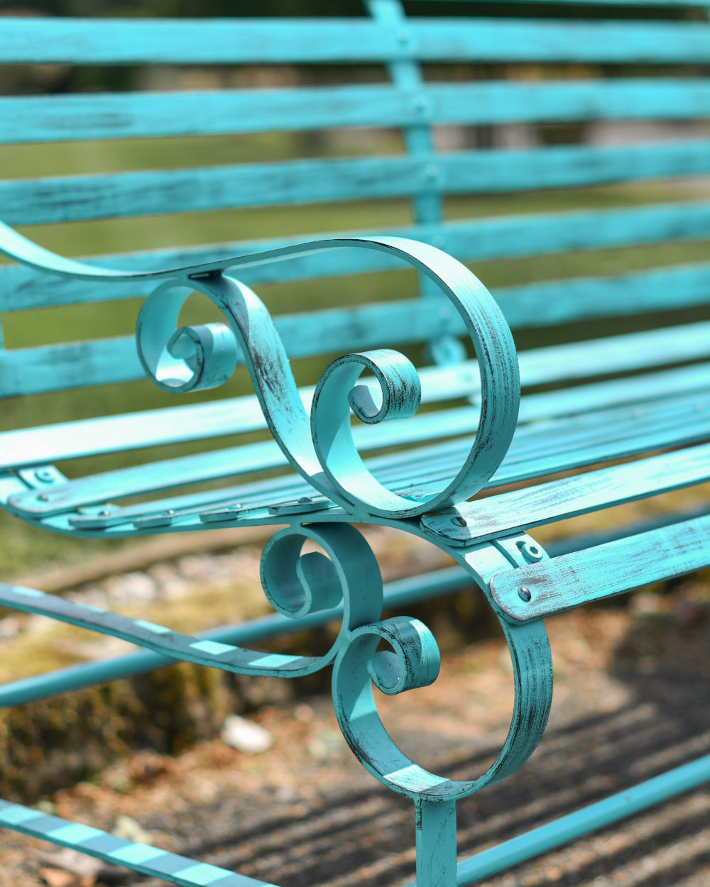Scrolled bench arms 