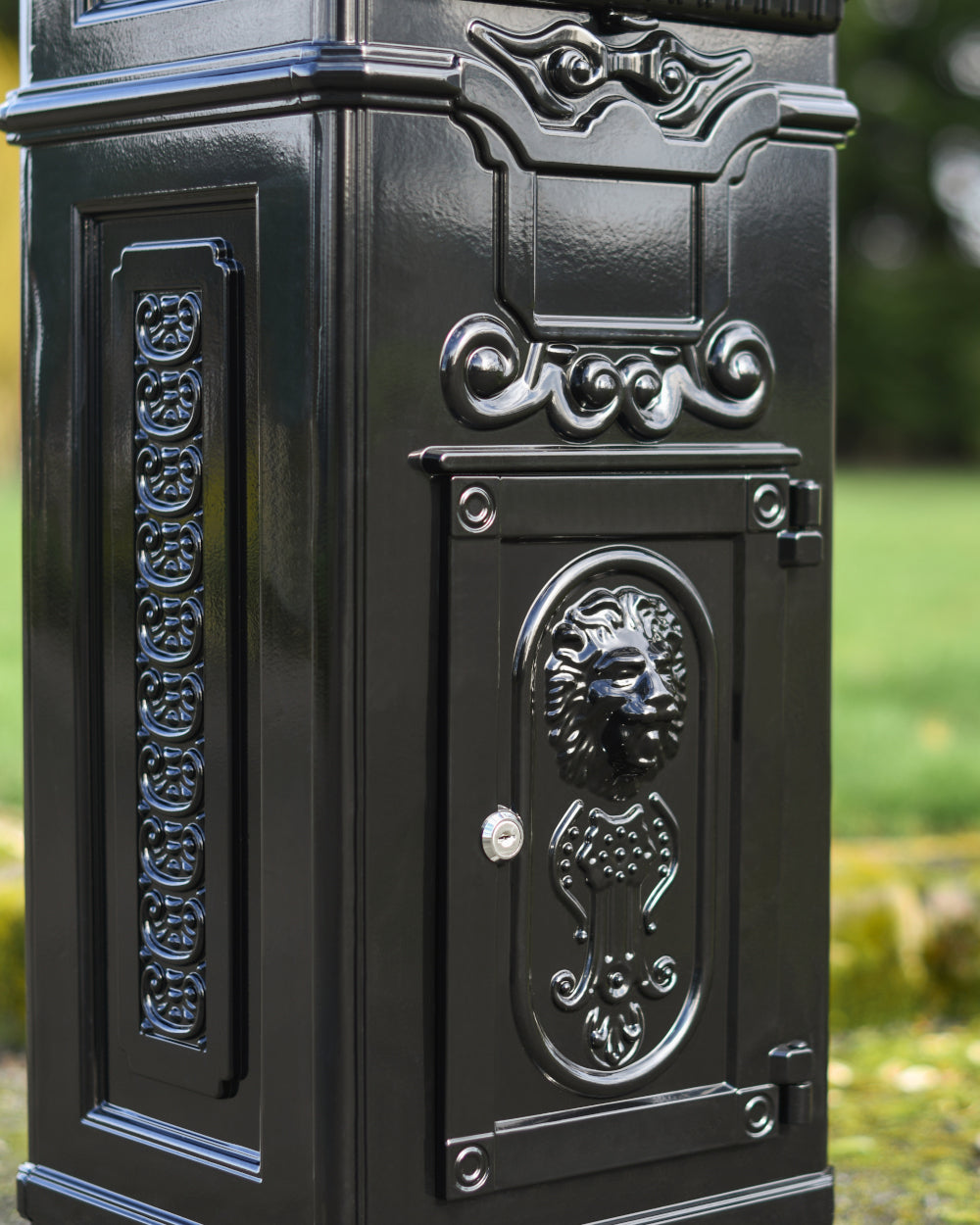 Traditional black post box 