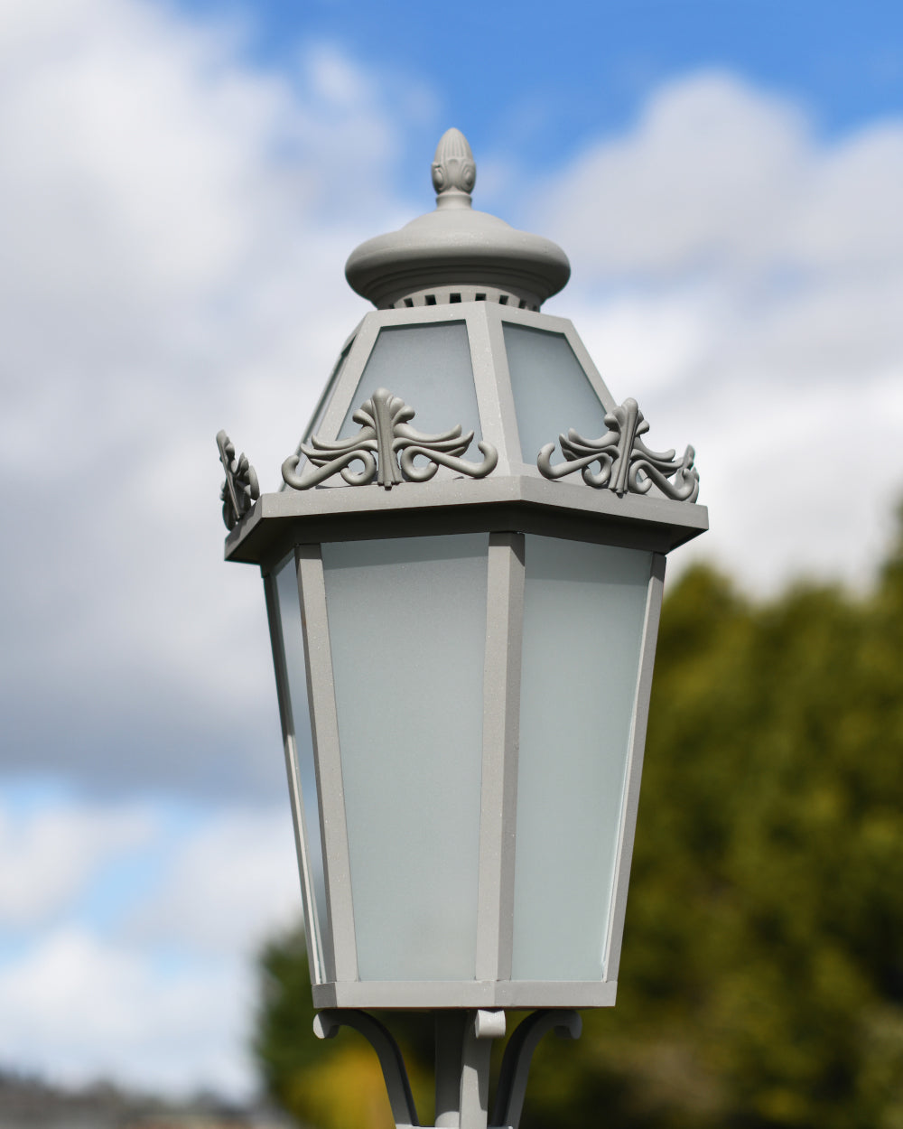 Ornate frosted glass lantern 