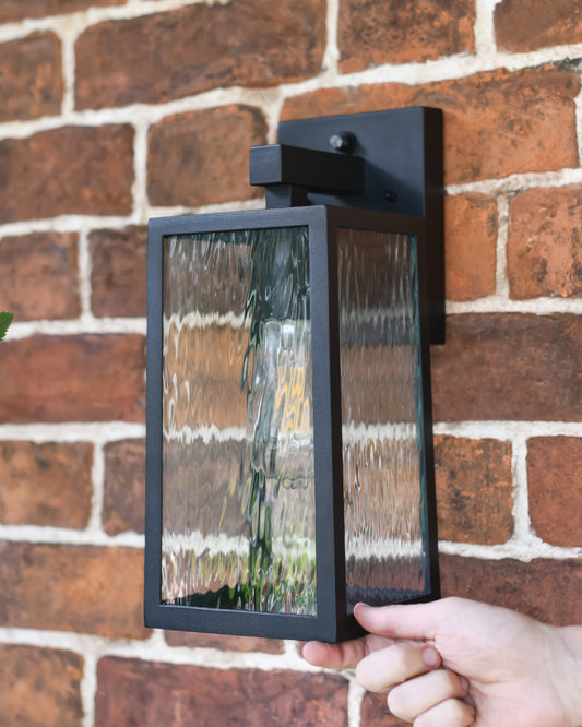Black contemporary top-fix outdoor light