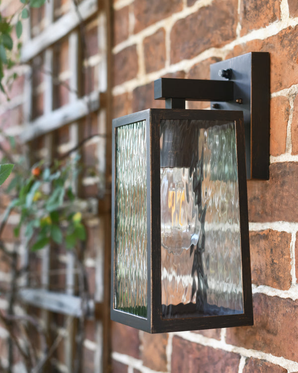 'Boîte' Dimpled Glass Copper Wall Light