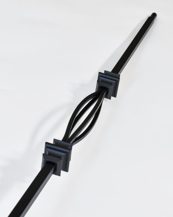 'Equitata' Matte Black Straight Metal Stair Spindle